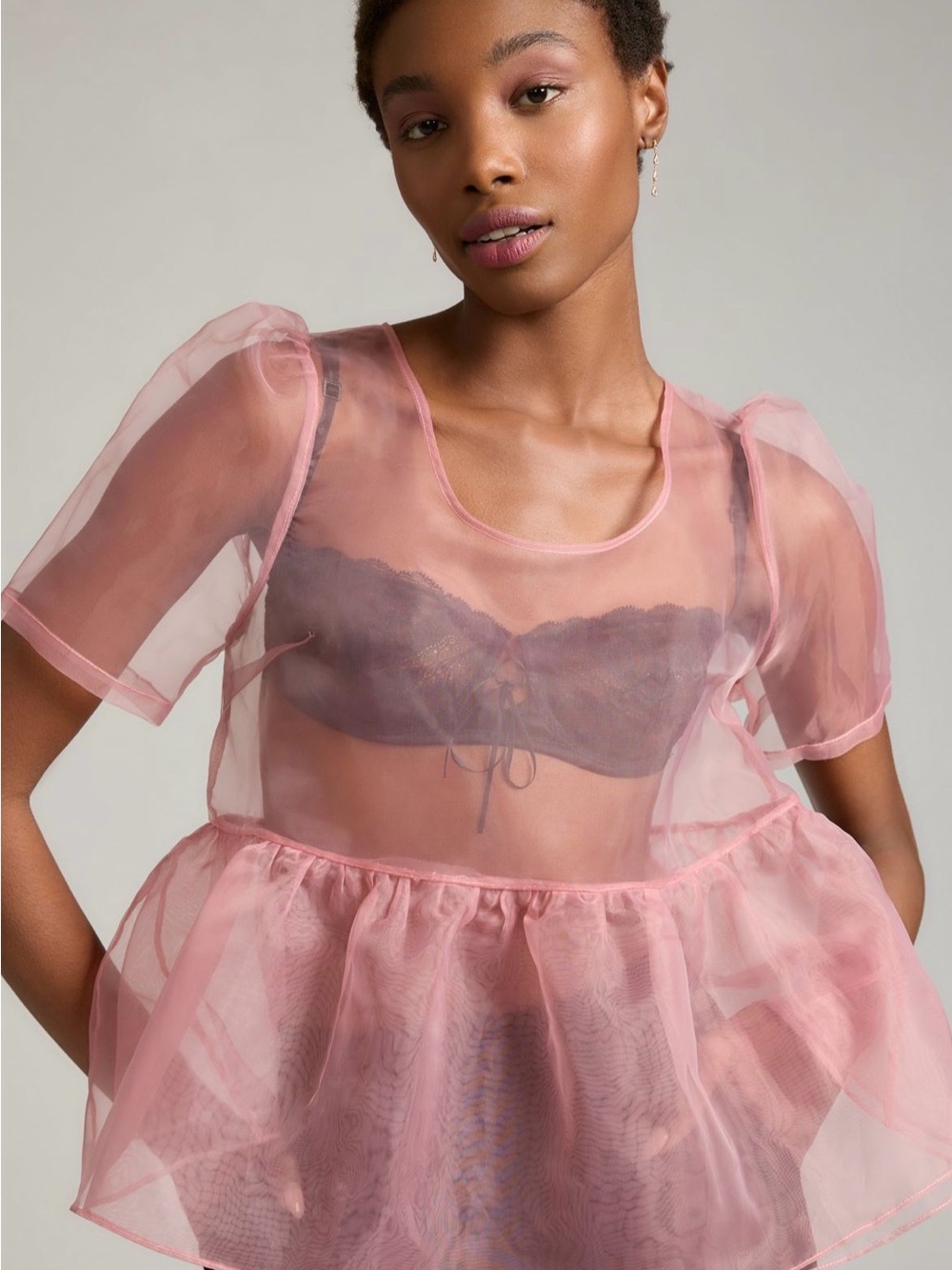 Anthropologie Sunday in Brooklyn Sheer Pink Organza top